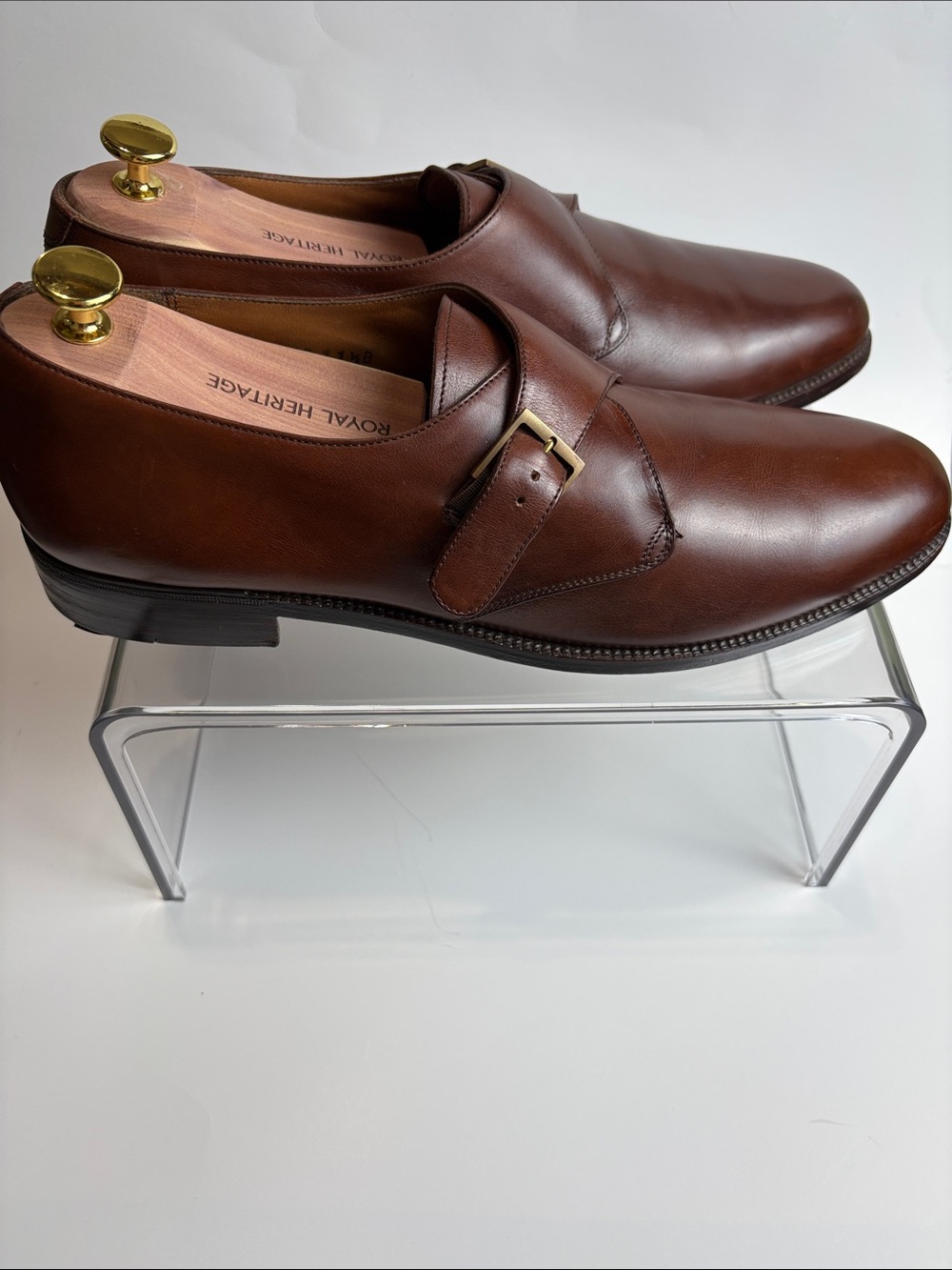 Salvatore Ferragamo Brown Leather Single Monk Strap Loafers - Picture 3 of 11